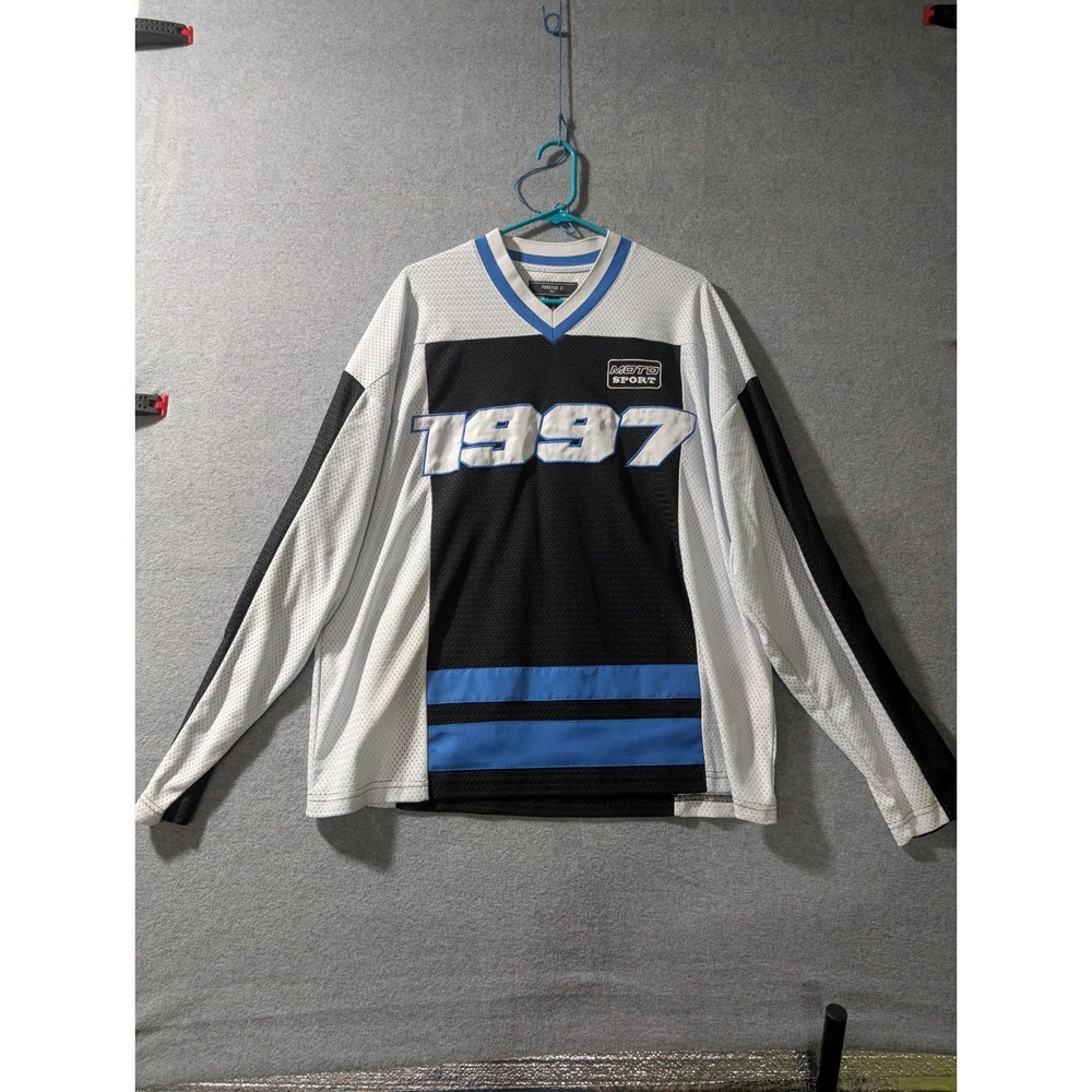 Forever 21 Moto Racing Jersey 1997 Mesh Long Sleeve Y2K Style Streetwear L‎